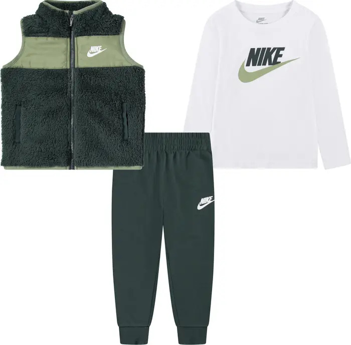 Kids' Sportswear Club T-Shirt, Joggers & Vest Set | Nordstrom Rack