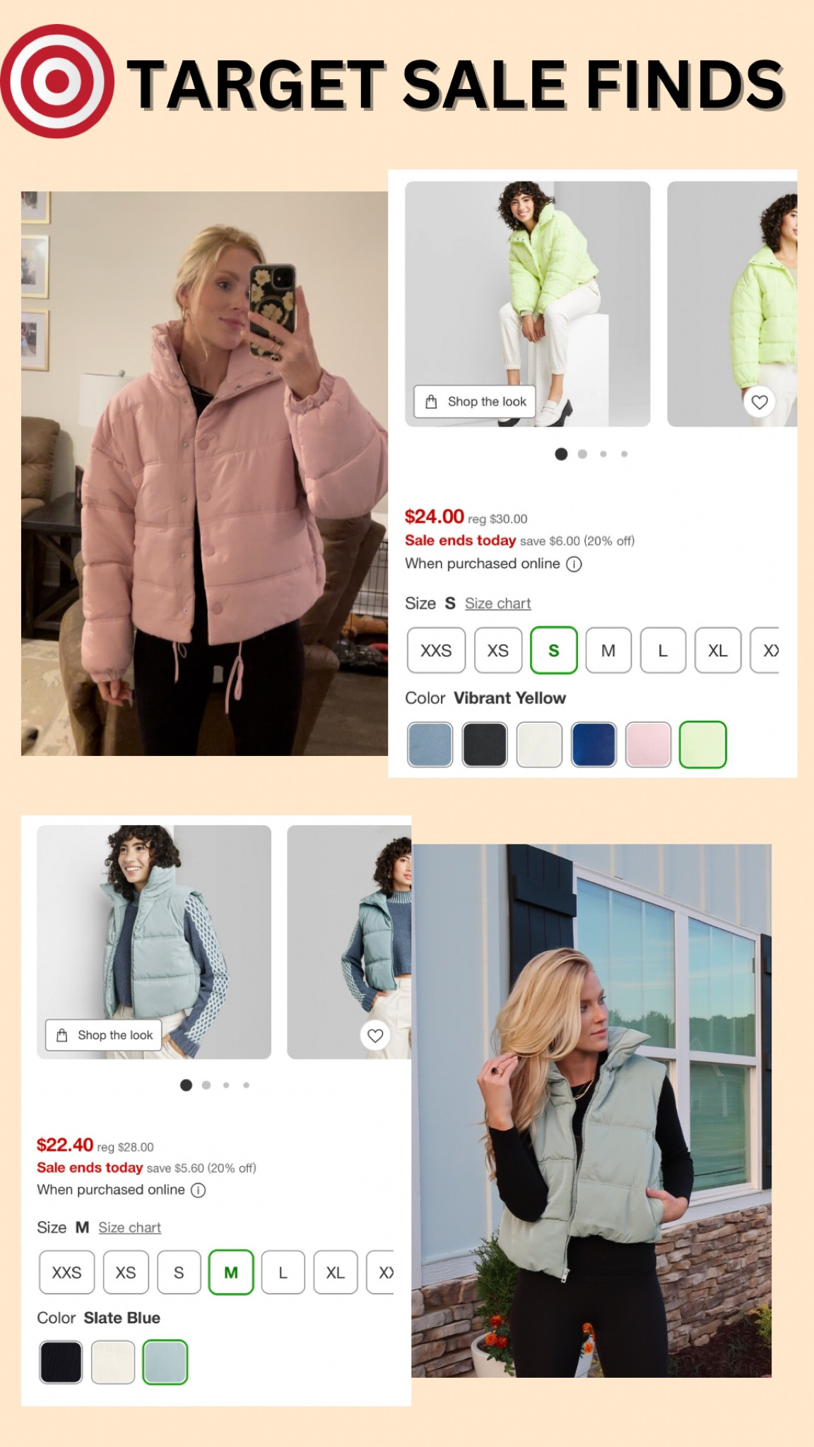 Found these 2 cute pieces in Target and was so excited for the thought of cold weather!! The pink puffer jacket is a small, so it’s designed to be oversized. I sized up in the puffer vest for a little extra length, since it’s more cropped!  Both come in several color options.  The price point is great and the quality feels really nice!  Save a little extra by getting it today! 
 

#LTKfindsunder50