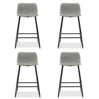 24 in. Gray Faux Leather Upholstered Dining Chairs With Metal Legs (Set of 4) | The Home Depot