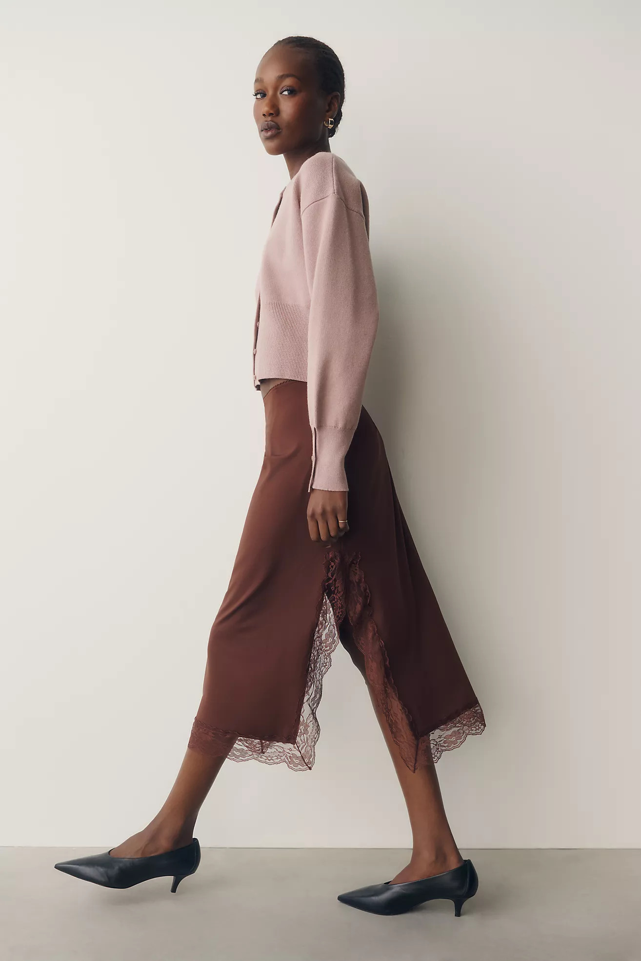 By Anthropologie Lace Trim Midi Skirt | Anthropologie (US)