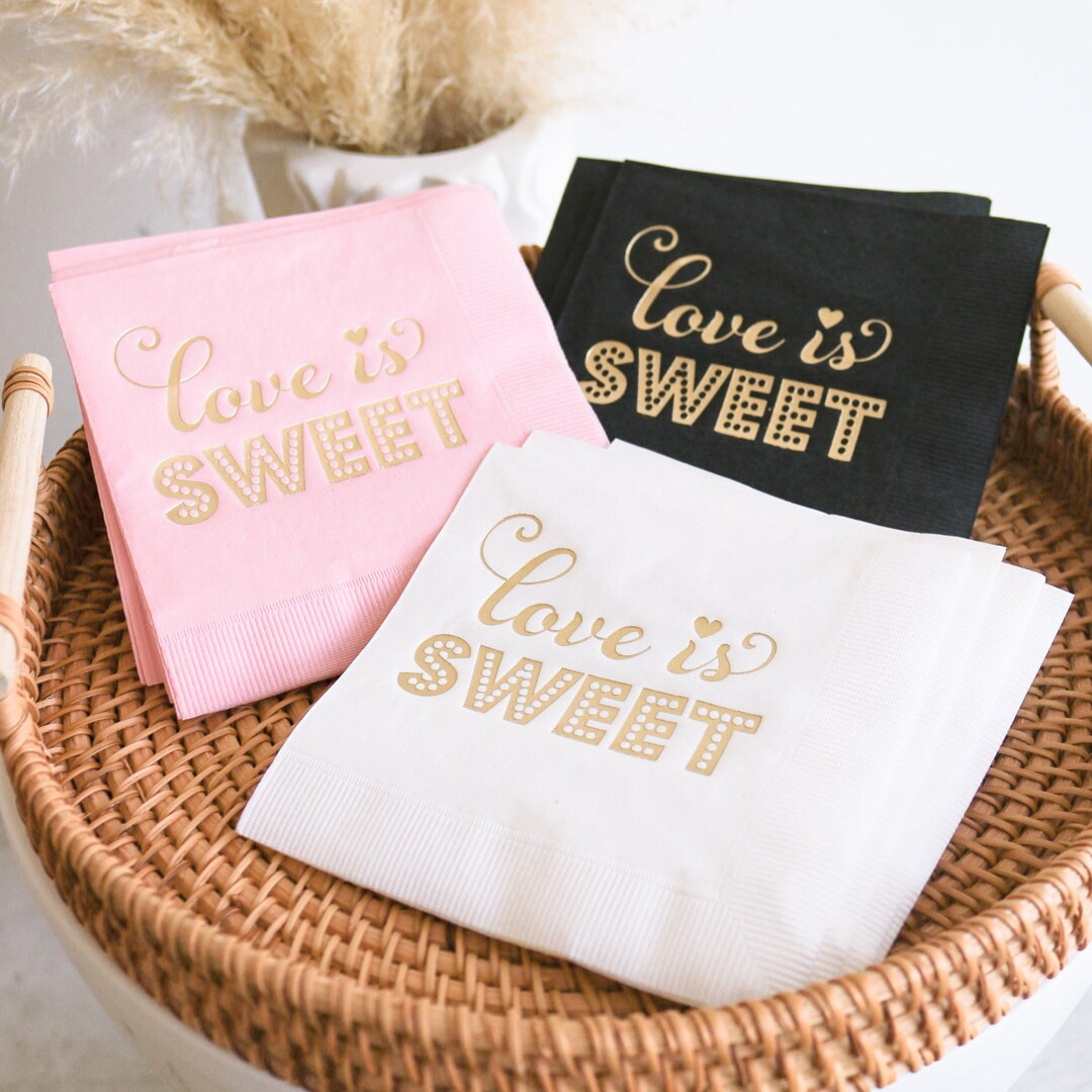 Love is Sweet Napkins Engagement Party Napkins Bridal Shower - Etsy | Etsy (US)