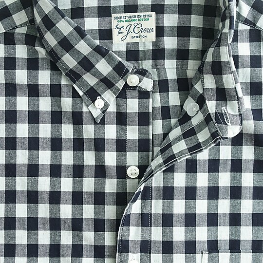 Stretch Secret Wash organic cotton poplin shirt in gingham | J. Crew US