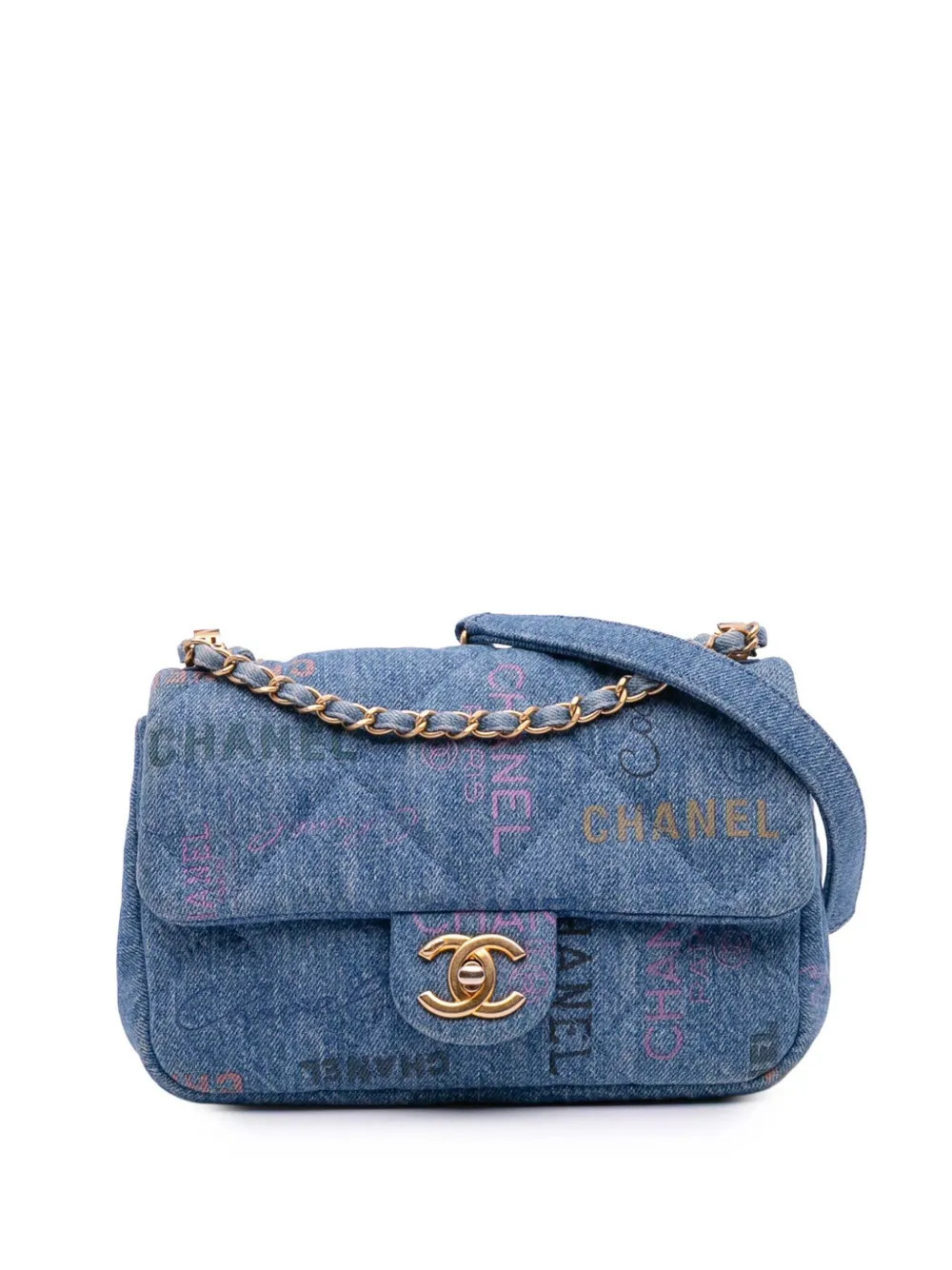 CHANEL Pre-Owned 2021-2025 Mini Rectangular Quilted Denim Mood Flap crossbody bag - Blue | Farfetch Global