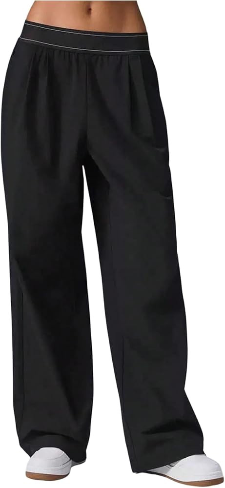 SOLY HUX Women's Lightweight Straight Leg Pants Elastic High Waisted Workout Yoga Casual Trousers... | Amazon (US)