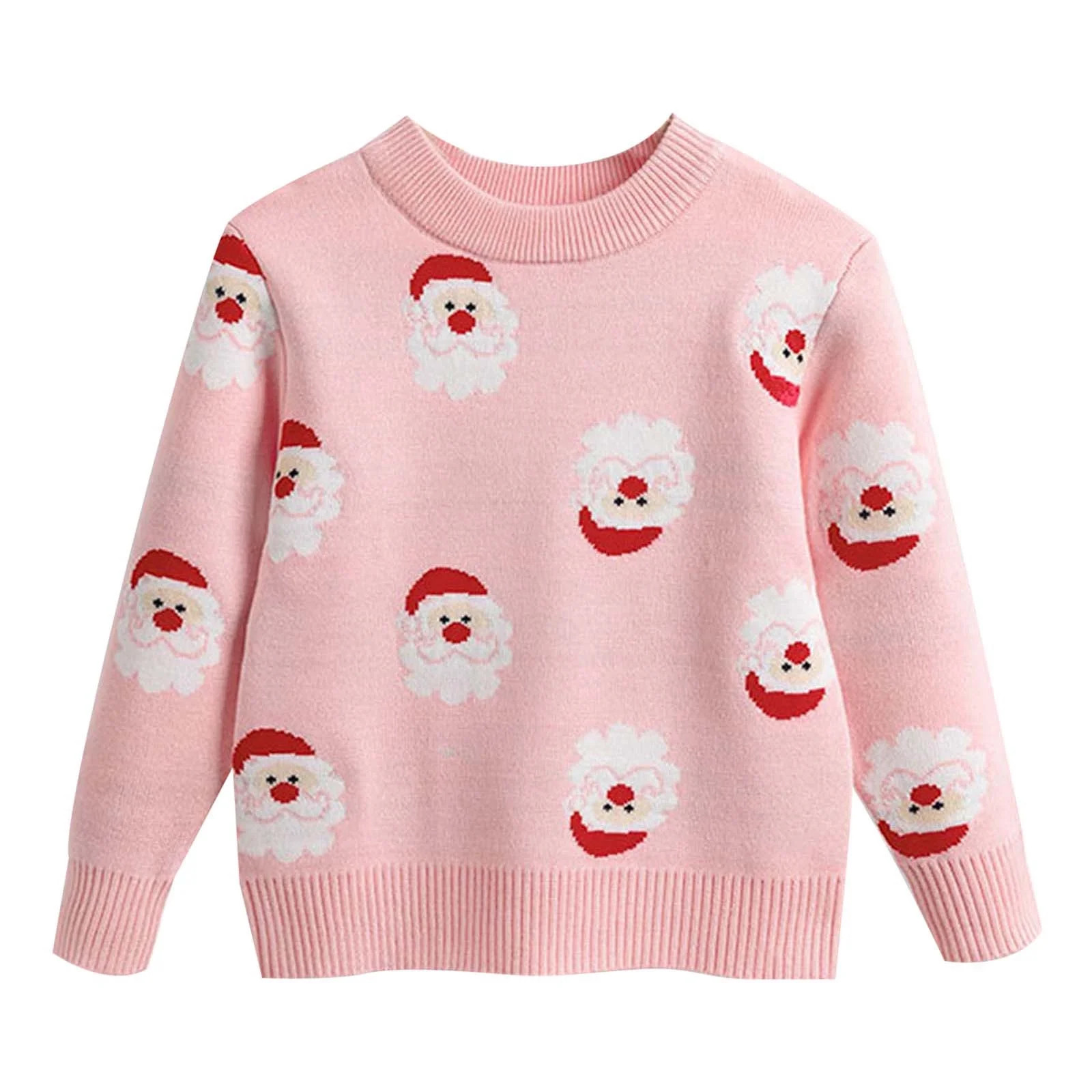 Mrzhqd Girls Toddler Christmas Sweater Christmas Santa Claus Print Sweater Crew Neck Long Sleeve ... | Walmart (US)