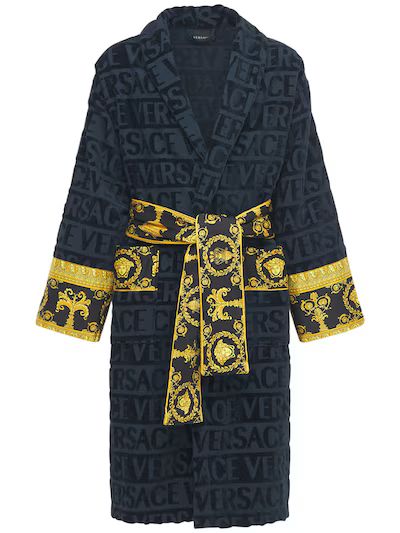 Versace - Barocco & robe bathrobe - Blue | Luisaviaroma | Luisaviaroma