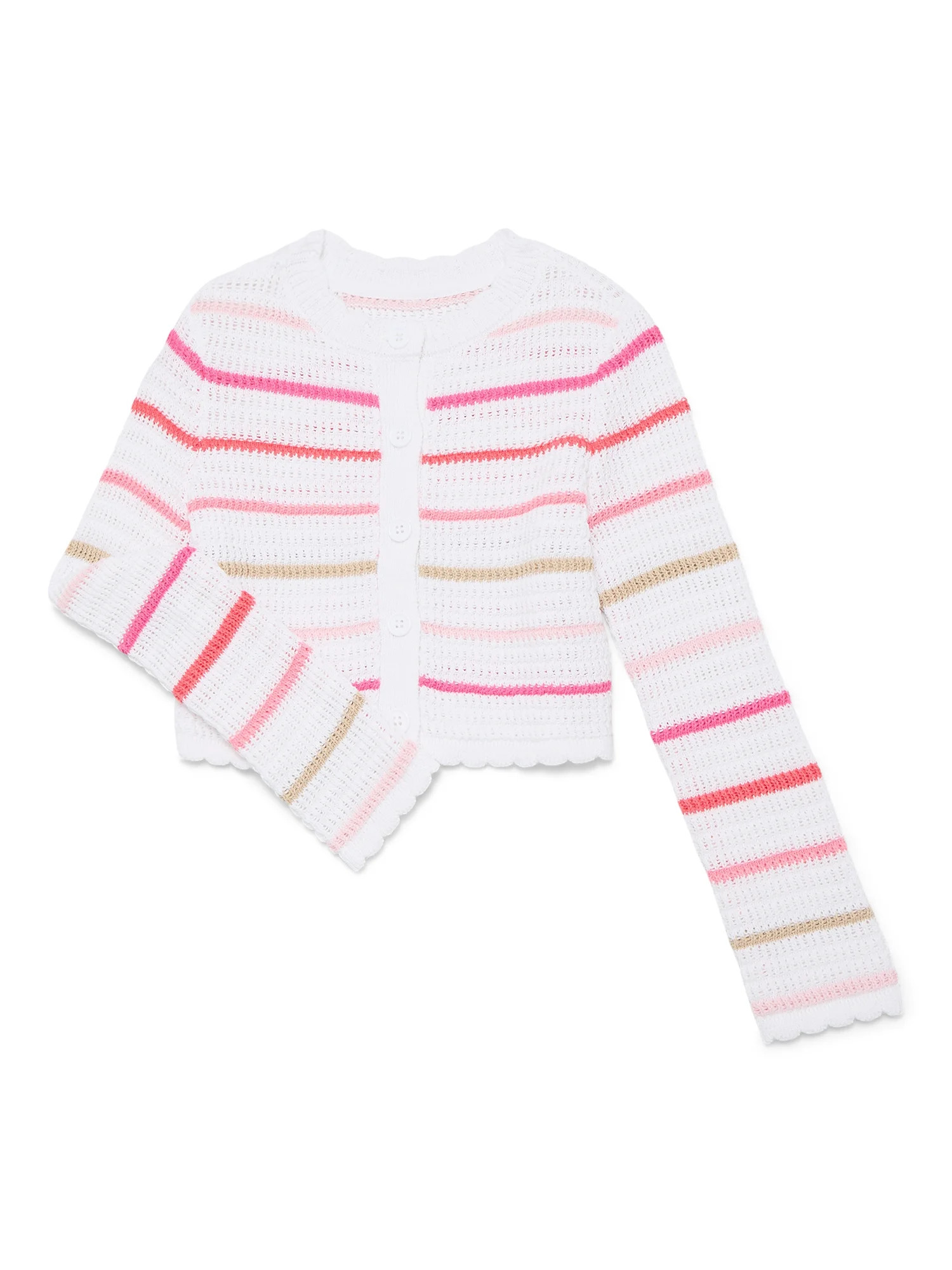 Wonder Nation Girls Crewneck Cardigan with Long Sleeves, Sizes 4-18 & Plus | Walmart (US)