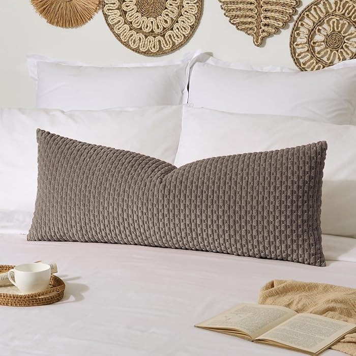 Kevin Textile 14x36 Inch Long Lumbar 1 Pack Boho Decorative Throw Pillow Cover Soft Striped Cordu... | Amazon (US)