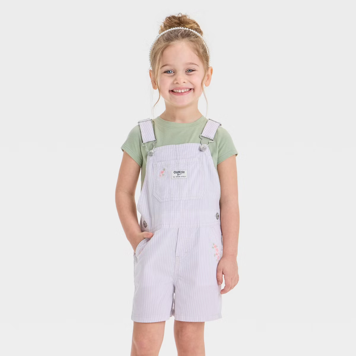 OshKosh B'gosh Toddler Girls' Railroad Striped Shortalls - Lilac Purple | Target