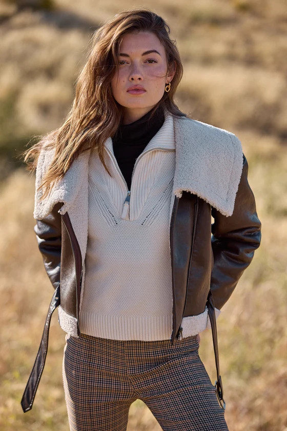 Luxurious Comfort Ivory Waffle Knit Quarter-Zip Pullover Sweater | Lulus (US)