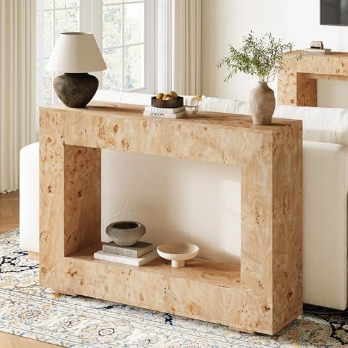 AMERLIFE 47.2" Burl Wood Console Table, Narrow Entryway Table with Storage | Amazon (US)