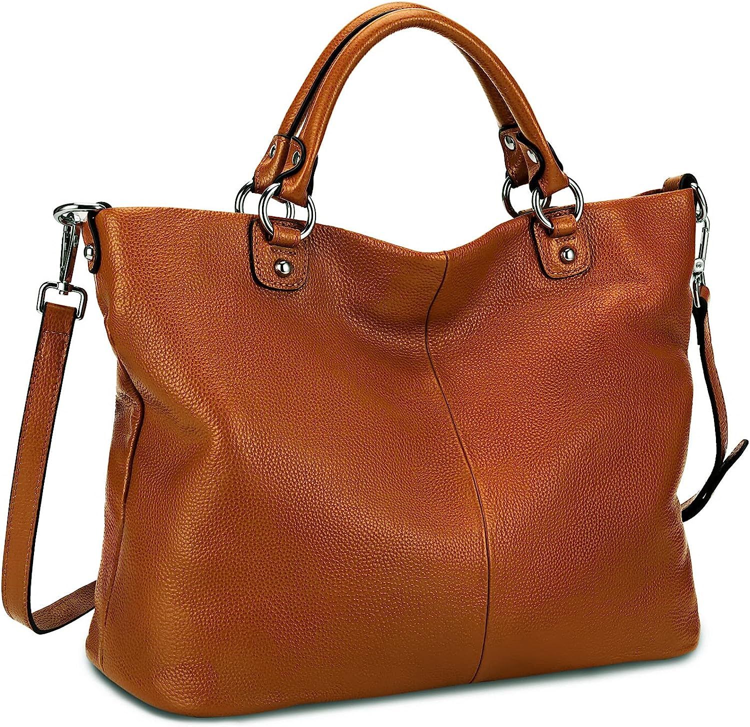 Kattee Women's Soft Genuine Leather Tote Bag, Top Satchel Purses and Handbags | Amazon (US)