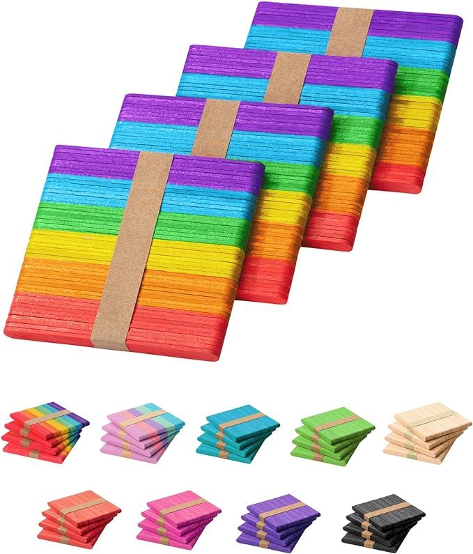 Mr. Pen- Colored Popsicle Sticks, Wooden Rainbow Colored Popsicle Sticks for Crafts, 200 Pack, 4.... | Amazon (US)