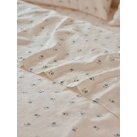 Dusk Blue Posy Bud Linen Blend Flat Sheet | Full Size | Piglet In Bed | Piglet