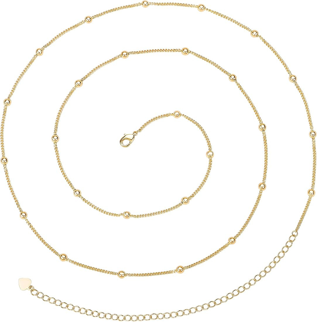 PEARLADA Minimalist Beach Bikini Body Chain 18K Gold Pearl Belly Chain Adjustable Shell Charms Tr... | Amazon (US)