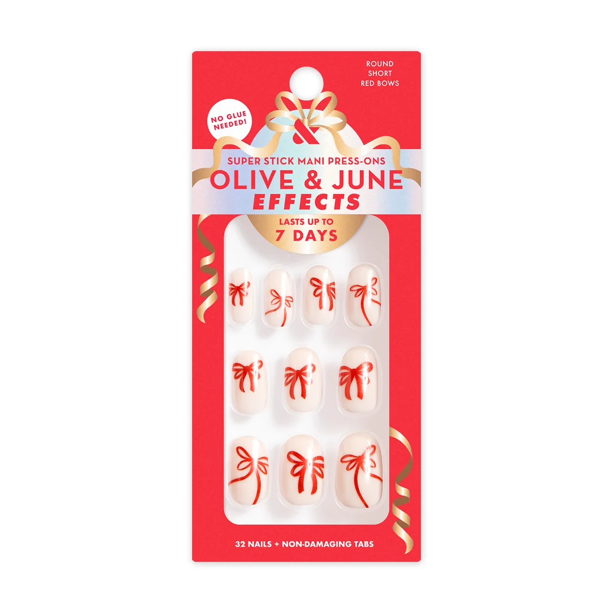 Olive & June Super Stick Effects Red Chrome Bows, Short, Round | Walmart (US)