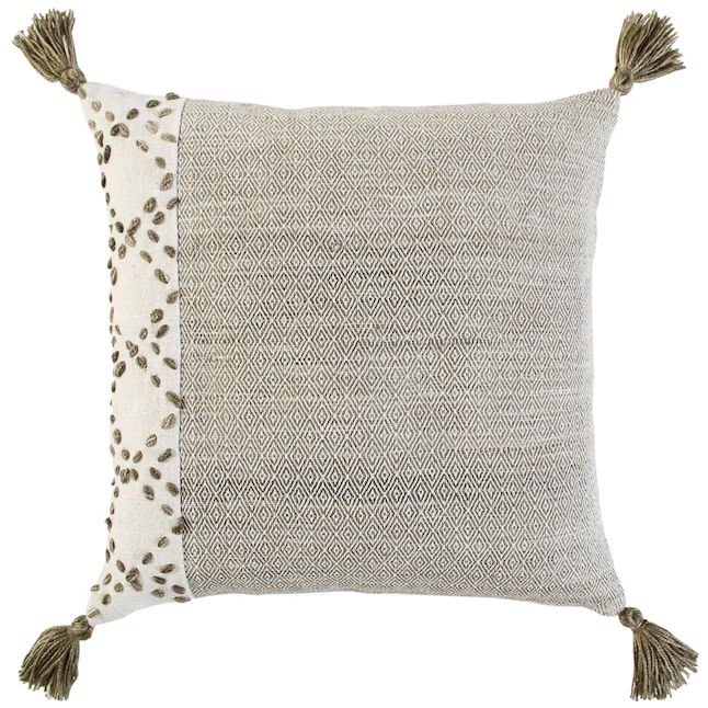 Rizzy Home Geometric Taupe Square Spring Throw Pillow | Lowe's