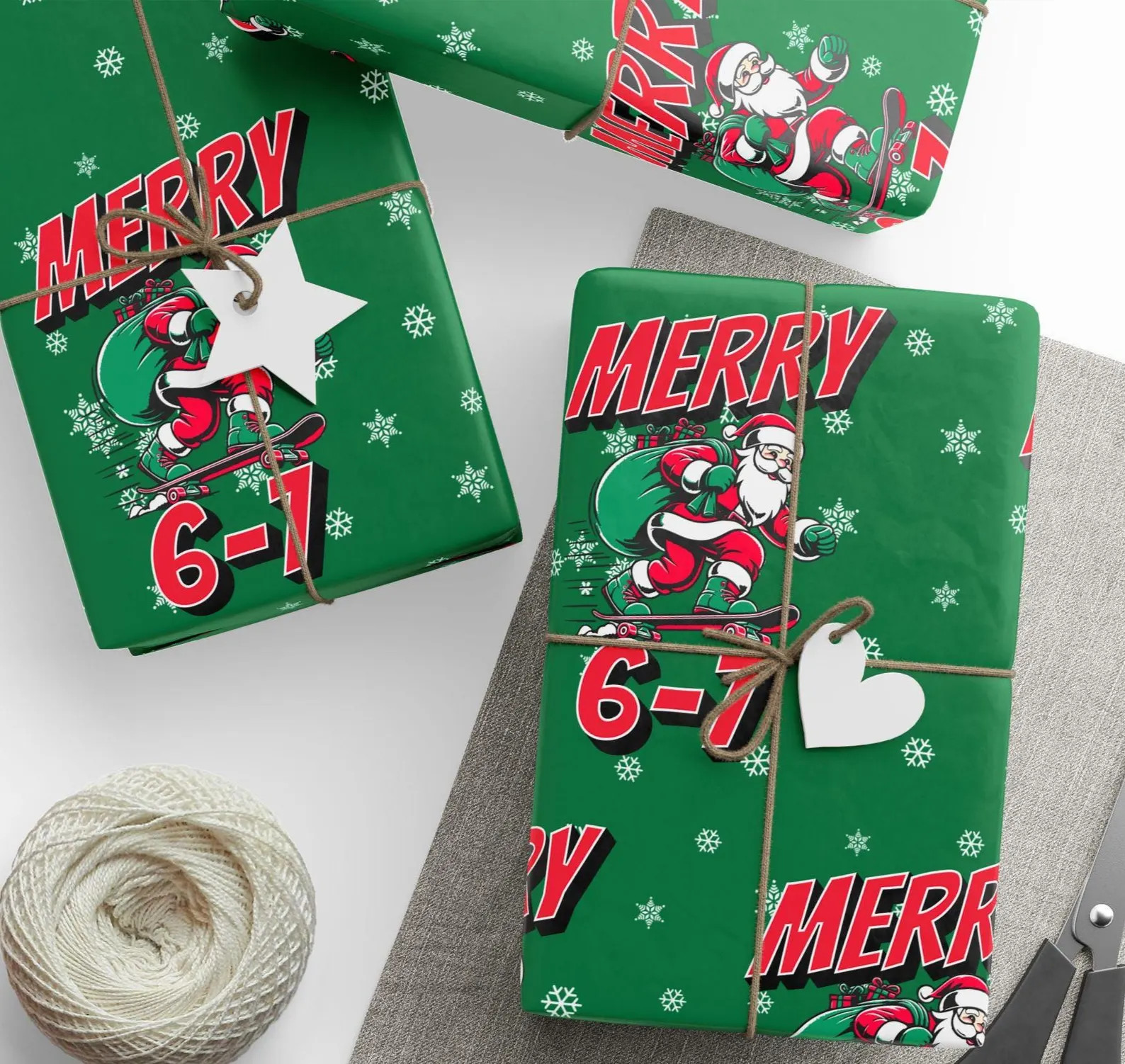 6-7 Wrapping Paper, Teen Slang Gift Wrap, Santa 6-7 Wrapping Paper, Merry 6-7 Wrapping Paper for ... | Etsy (US)