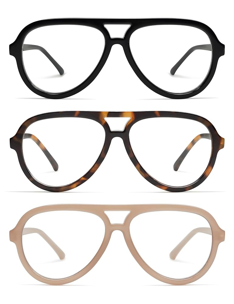 AMOMOMA 3 Pack Retro Aviator Reading Glasses for Women Men,Classic Large Oversized Reader Blue Li... | Amazon (CA)