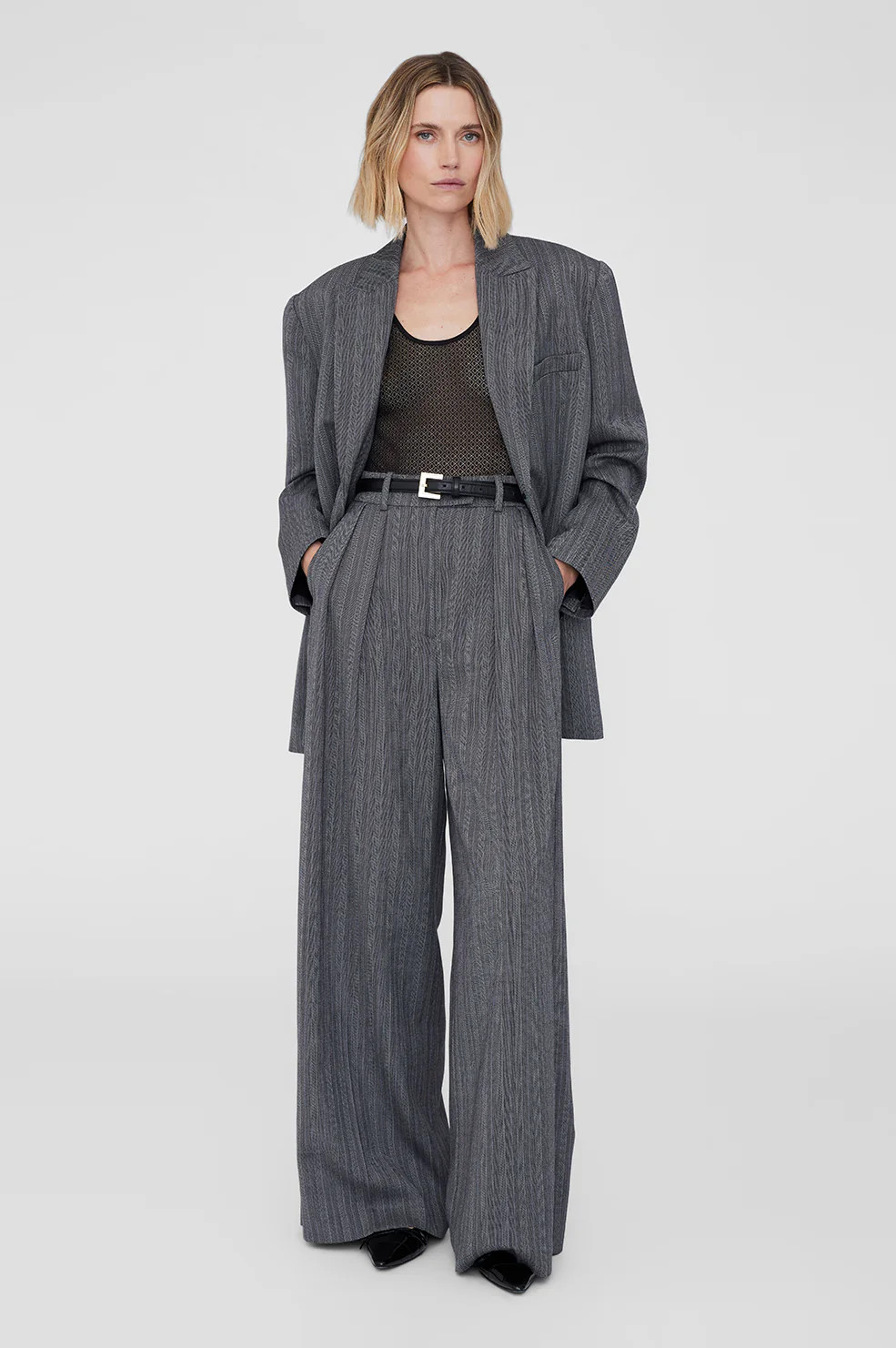 Alysha Bodysuit - Black Geometric Lace | Anine Bing