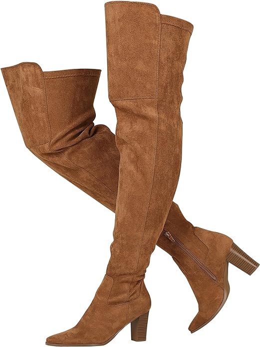 EQAUDES Thigh High Boots, Winter Boots For Women, Brown Boots, Women's Over-The-Knee Boots, Fall ... | Amazon (US)