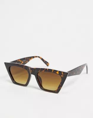 Pieces pointy cat eye sunglasses in tortoiseshell | ASOS (Global)