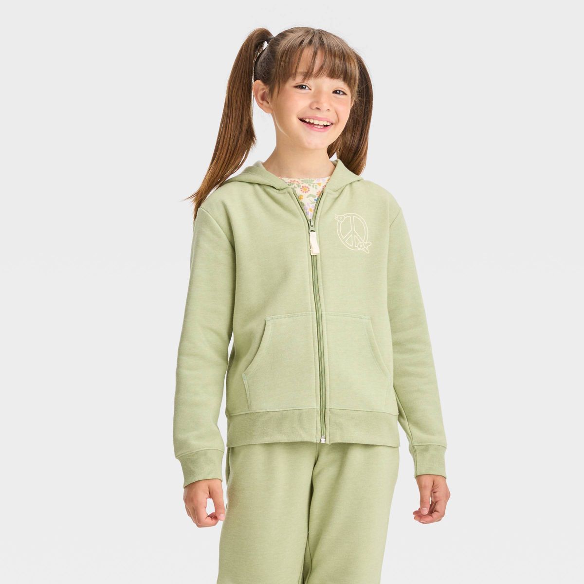 Girls' Zip-Up Fleece Hoodie Sweatshirt - Cat & Jack™ | Target