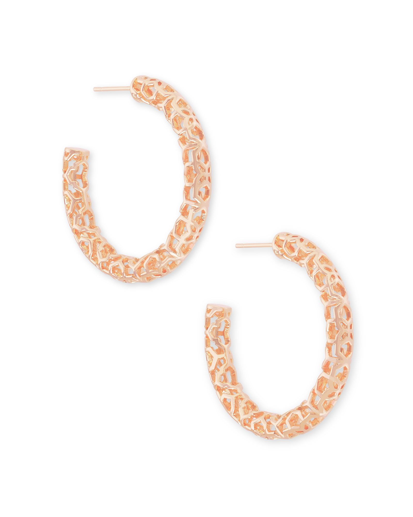 Maggie Small Hoop Earrings in Rose Gold Filigree | Kendra Scott