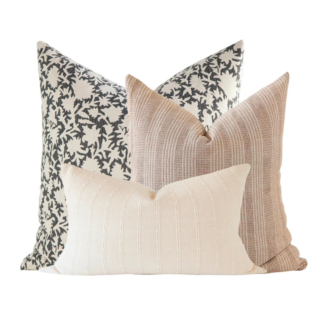 Fall Pillow Cover Set, Neutral Pillow Combination, Farmhouse Pillow Combo, Monotone Pillow Set, T... | Etsy (US)