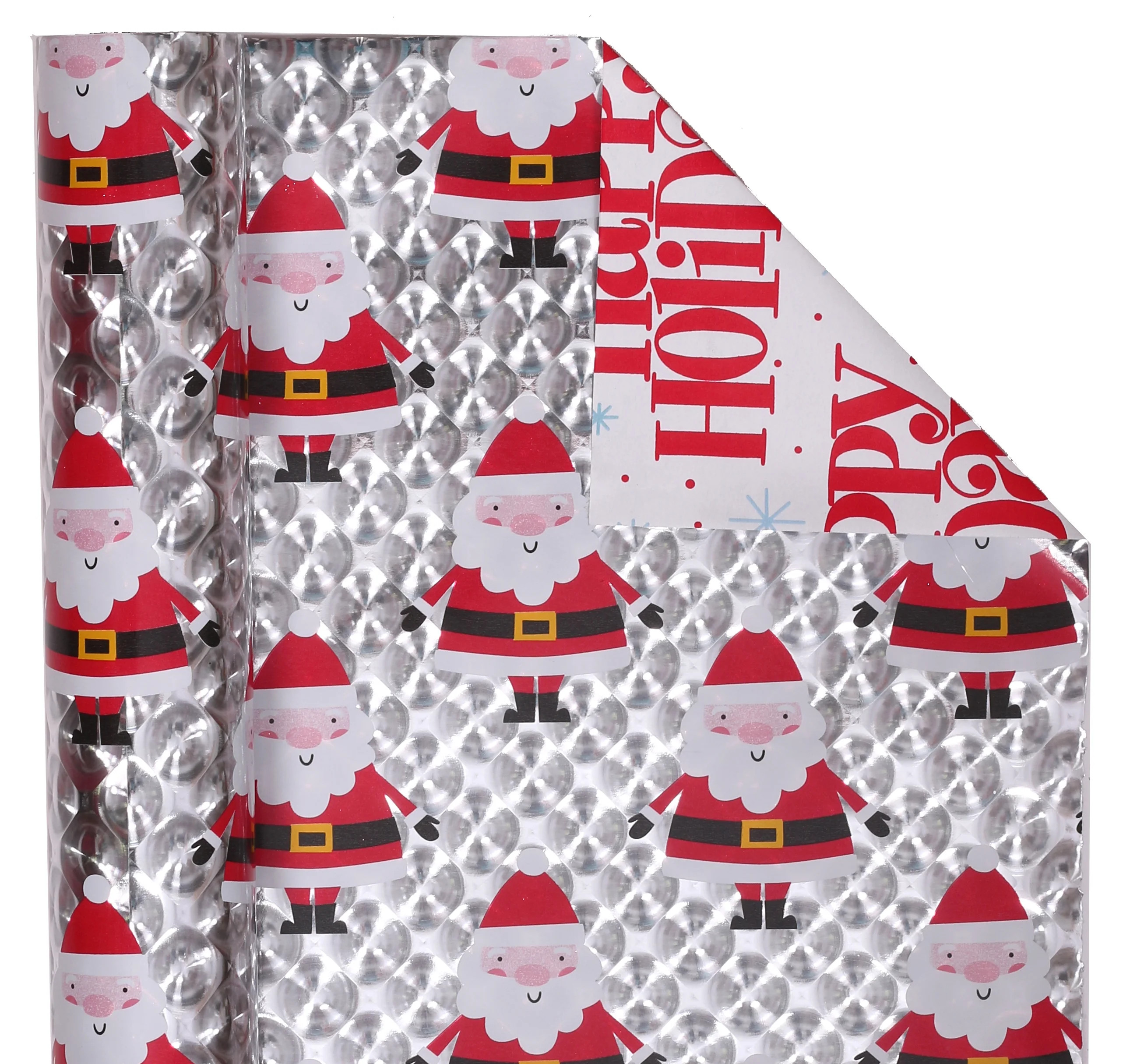 Holographic Santa Assorted Color Premium Reversible Christmas Gift Wrap (50 sq ft), by Holiday Ti... | Walmart (US)