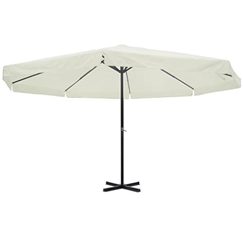vidaXL 16’ Outdoor Parasol in White - Aluminum Frame With Polyester Cover, Easy-Open Hand Crank... | Amazon (US)