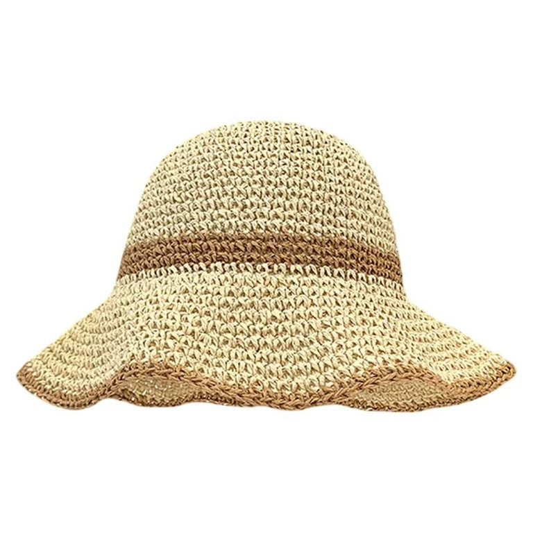 Beach Hats for Women , Hiking Hat , Beach Hat Women Women's Hand-Woven Crochet Straw Sun Hat Wide... | Walmart (US)