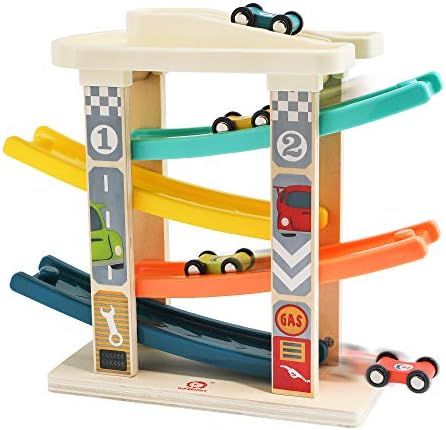 TOP BRIGHT Toddler Wooden Race Track Car Ramp Toys for 1 2 Year Old Baby Motor Skills Race Tracks... | Amazon (US)