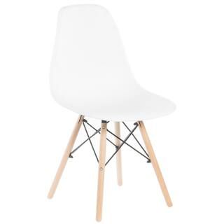 Mid-Century Modern White Style Plastic DSW Shell Dining Chair with Solid Beech Wooden Dowel Eiffe... | The Home Depot