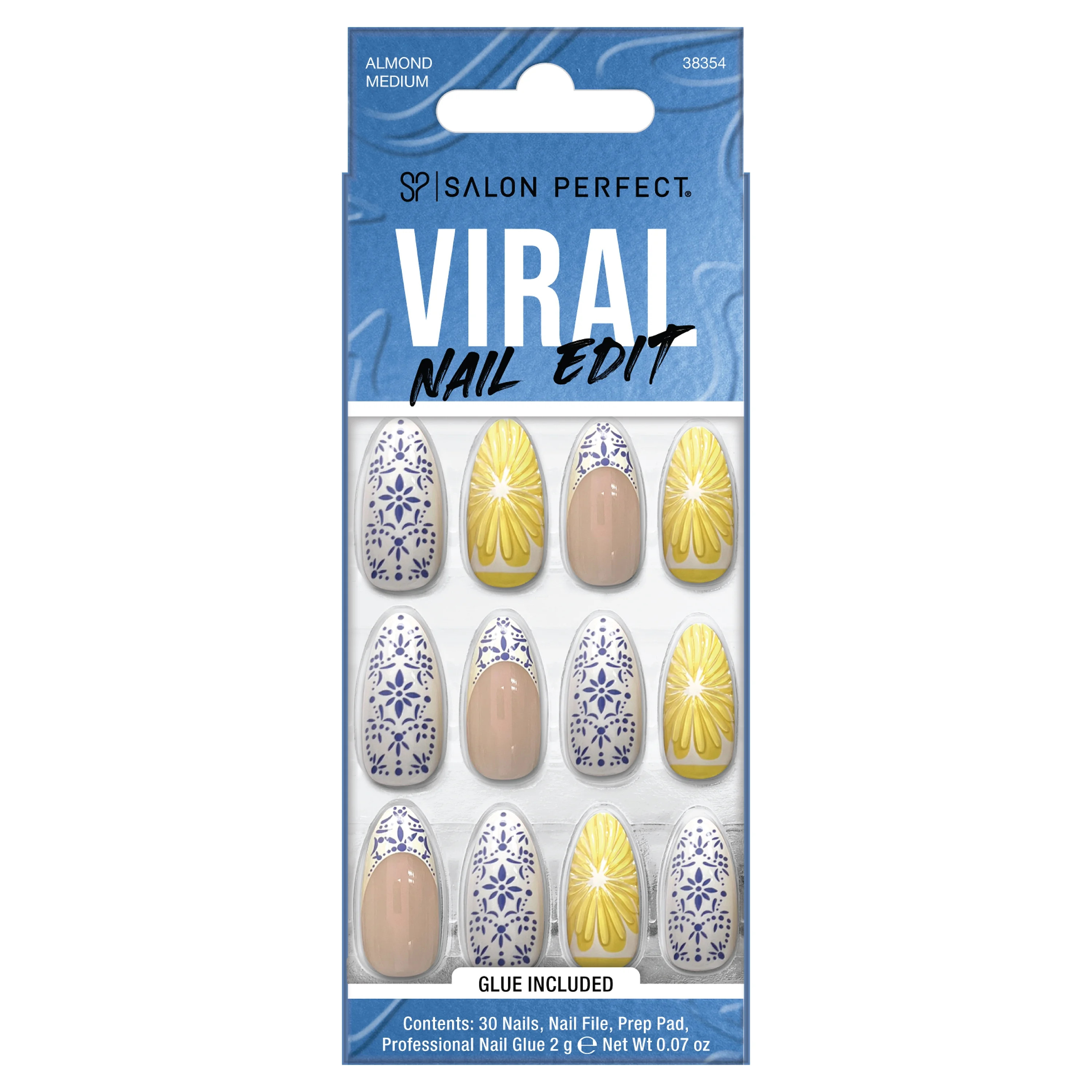 Salon Perfect Artificial Fake Press-On Nails, 346 Viral Nail Edit, Lemon, Medium Almond, File and... | Walmart (US)