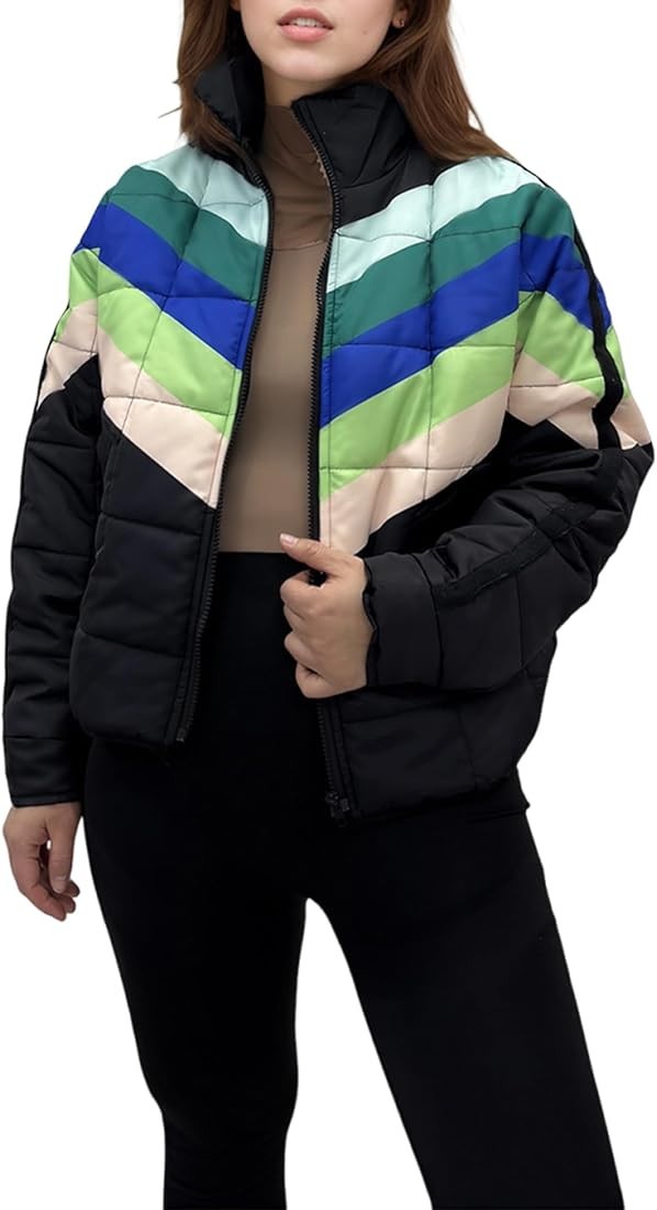 Women's Quilted Jackets Oversized Packable Shine Puffer Coat Long Sleeve Zip Up Outerwear Pullove... | Amazon (US)