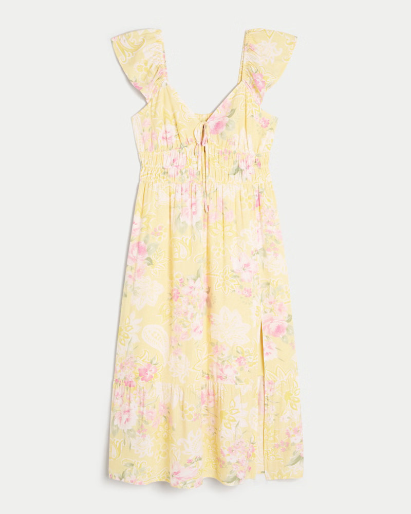 Women's Flutter Sleeve Double-Tie Midi Dress | Women's Dresses & Rompers | HollisterCo.com | Hollister (US)