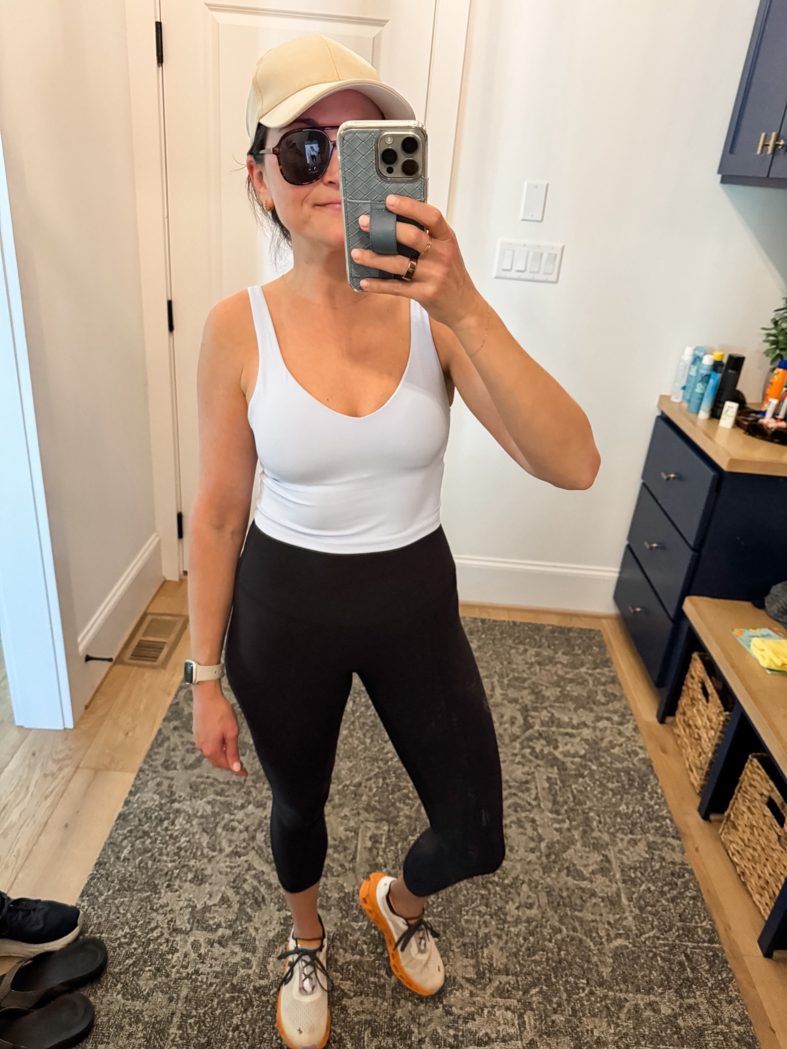 Ready for an outdoor walk to start the day. Align leggings, longline sports bra, sunnies, hat and my comfy walking shoes. 

#LTKShoeCrush #LTKActive #LTKSeasonal