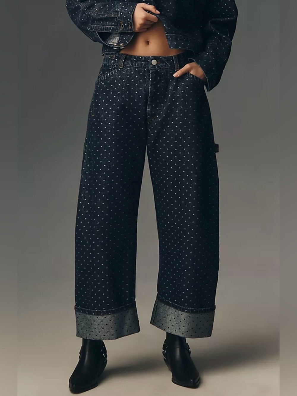 Anthropologie Pilcro Kayden Polka Dot High Rise Carpenter Barrel Jeans | Poshmark