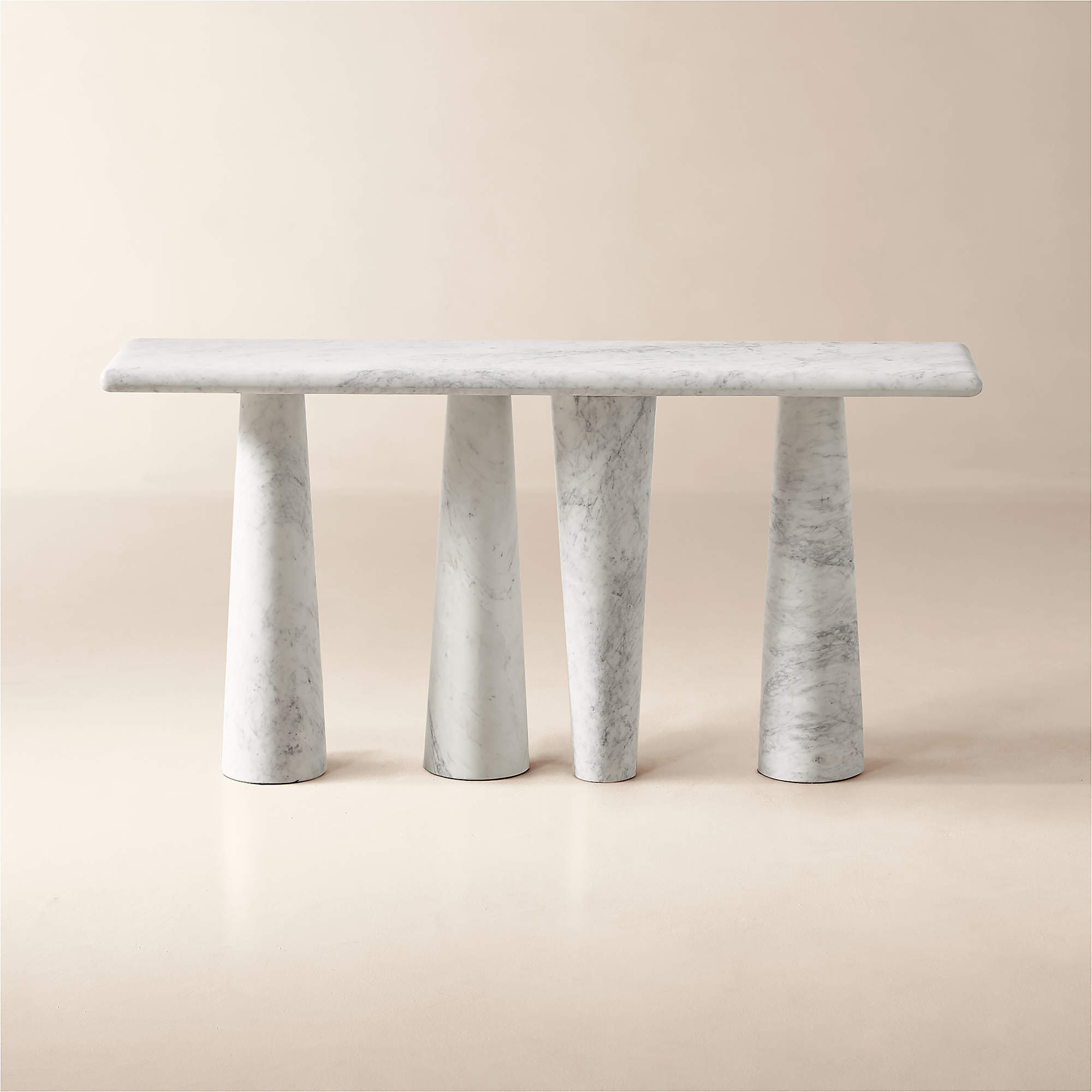 Inverse 60" White Marble Console Table + Reviews | CB2 | CB2