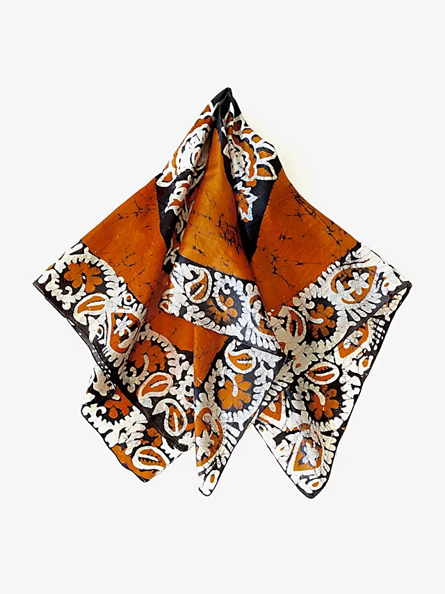 Vintage 1970s Old-Stock Butterscotch Batik India Silk Scarf Selected by BusyLady Baca & The Goods | Free People (Global - UK&FR Excluded)