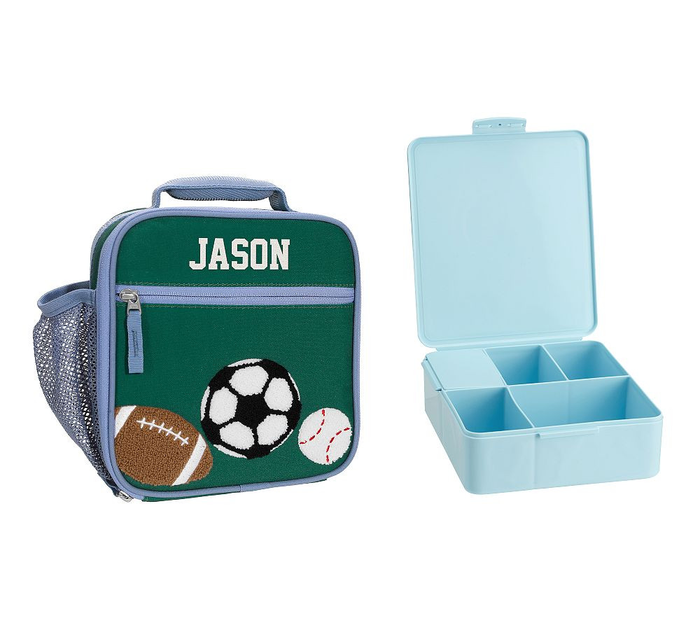 Mackenzie Green Sports Chenille Lunch &amp; Bento Bundle, Set of 2 | Pottery Barn Kids
