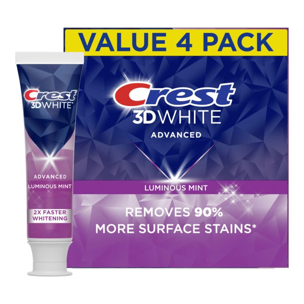 Crest 3D White Advanced Luminous Mint Teeth Whitening Toothpaste, Crest Toothpaste, 3.7 oz Pack o... | Amazon (US)