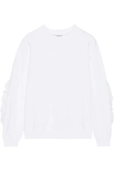 CLU - Cutout Silk Chiffon-trimmed Cotton-jersey Sweatshirt - White | NET-A-PORTER (US)