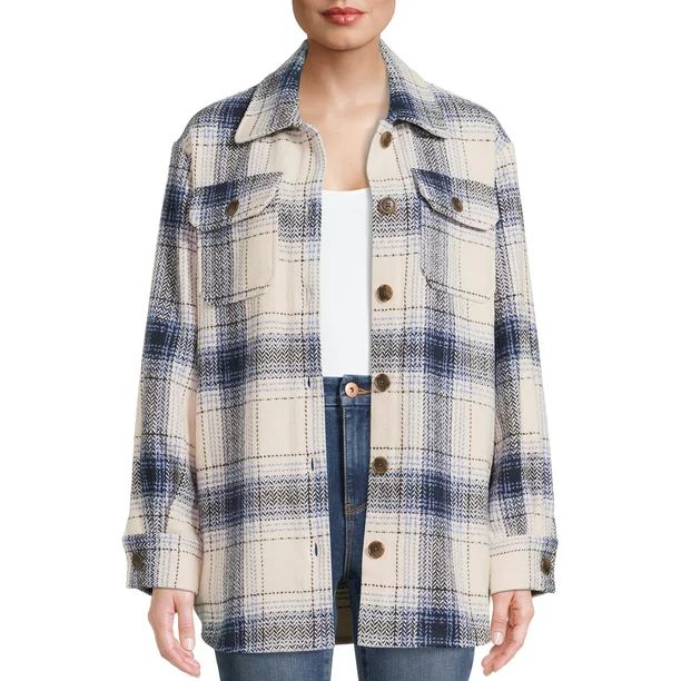 Time and Tru Women's Plaid Shacket - Walmart.com | Walmart (US)