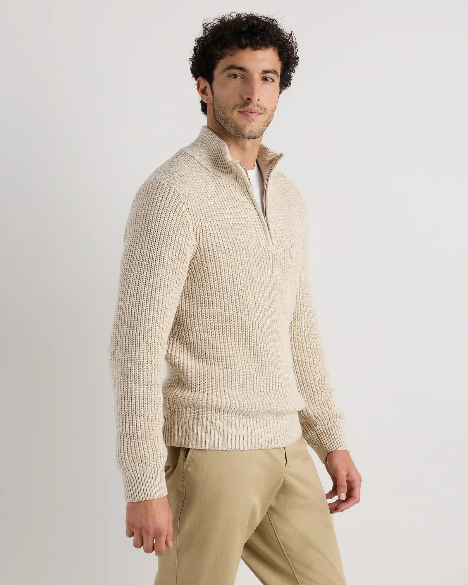100% Organic Cotton Fisherman Quarter-Zip Sweater | Quince