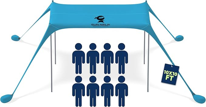 Sun Ninja Beach Tent Sun Shelter UPF50+ - Easy Pop Up Beach Canopy - Outdoor Shade for Camping Tr... | Amazon (US)
