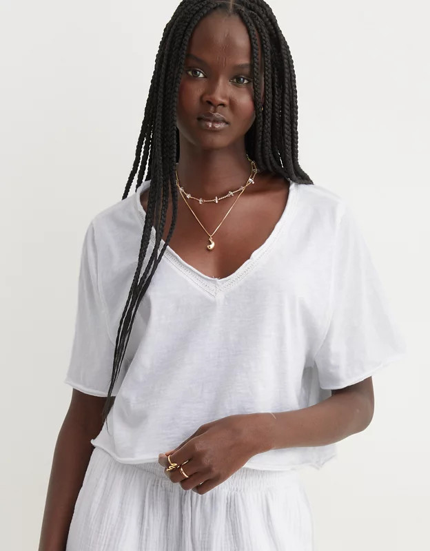 Aerie Cropped Beach T-Shirt | Aerie