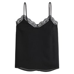 Satin V-Neck Vest Top with Shoestring Straps | La Redoute (UK)