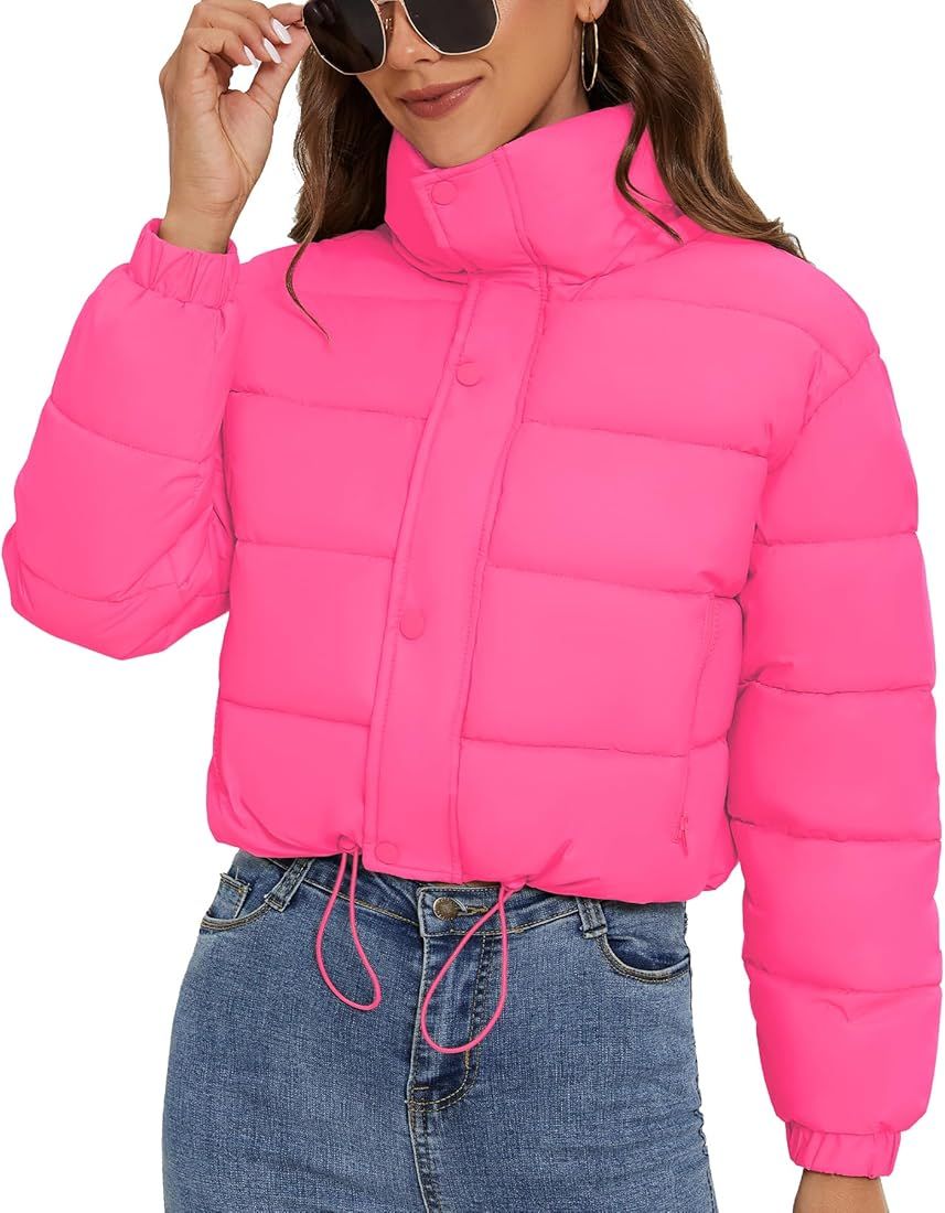 Zando Women’s Winter Cropped Puffer Jacket Stand Collar Warm Lightweight Coat with Pockets Zipp... | Amazon (US)